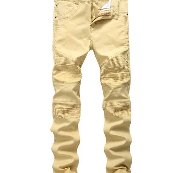 mens punk style khaki slim biker jeans street pleated design denim pants skinny stretch destroyed ripped long jeans, Blue
mens punk style khaki slim biker jeans street pleated design denim pants skinny stretch destroyed ripped long jeans, Blue
