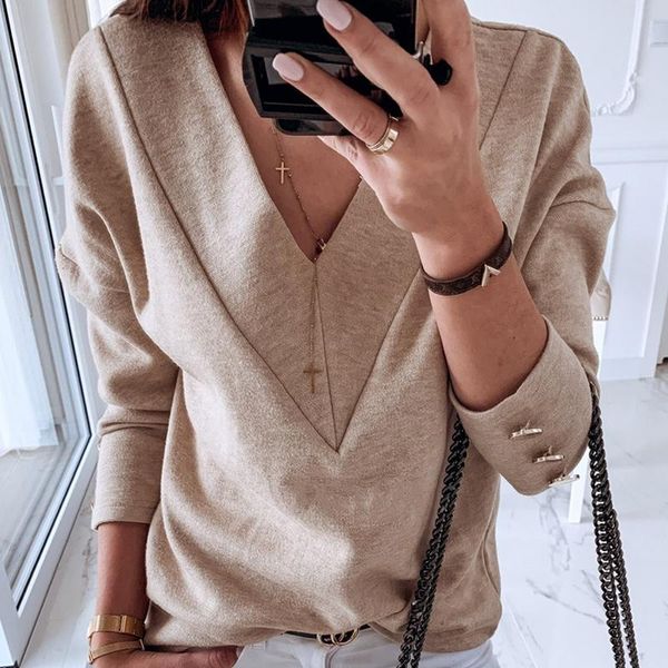 plus size blouse work wear women blouses long sleeve deep v-neck buttons shirt casual solid color, White
plus size blouse work wear women blouses long sleeve deep v-neck buttons shirt casual solid color, White