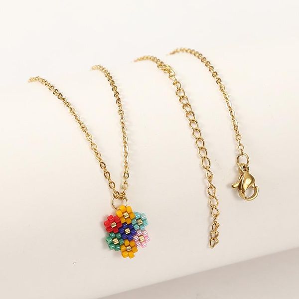 cute small flower handmade glass beaded pendant for women fashion stainless steel gold chain necklace jewelry, Silver
cute small flower handmade glass beaded pendant for women fashion stainless steel gold chain necklace jewelry, Silver