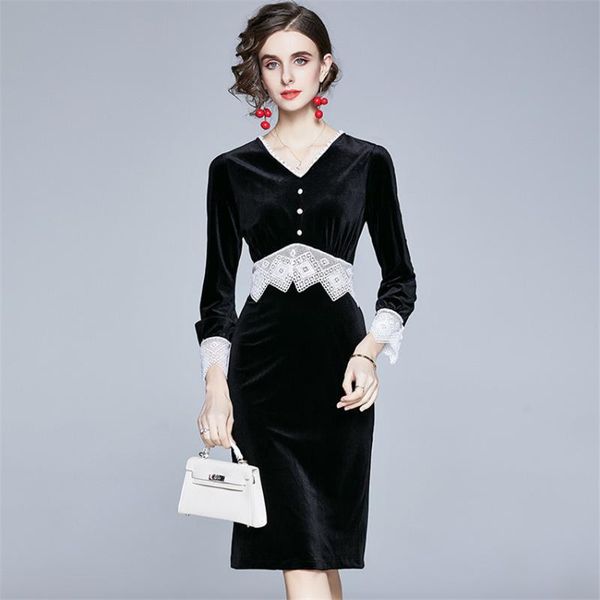 casual dresses autumn winter dress 2021 women black velvet lace vintage office bodycon designer vestidos mujer, Black;gray
casual dresses autumn winter dress 2021 women black velvet lace vintage office bodycon designer vestidos mujer, Black;gray