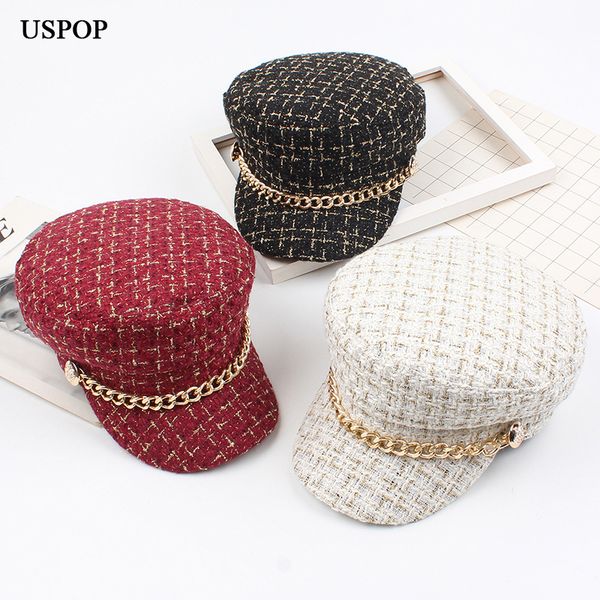 uspop new women hats tweed plaid newsboy caps chain flat visor cap vintage plaid military cap female autumn winter hats 201015, Blue;gray
uspop new women hats tweed plaid newsboy caps chain flat visor cap vintage plaid military cap female autumn winter hats 201015, Blue;gray