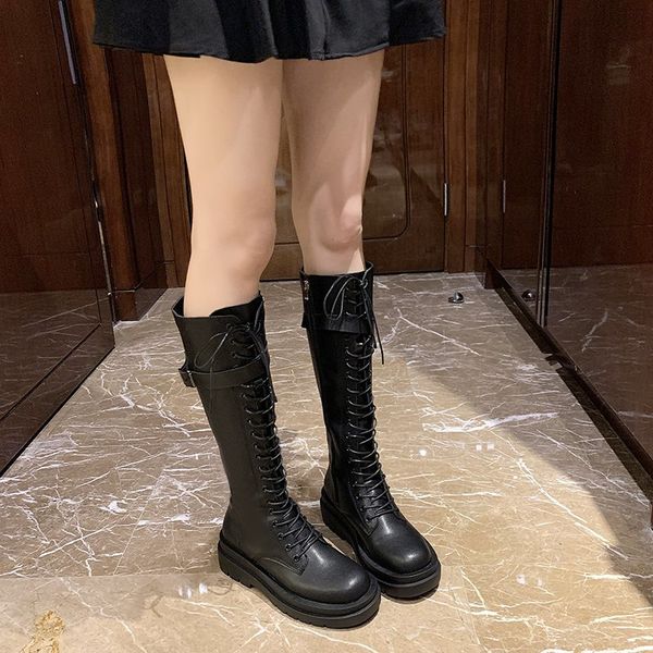 Platform Boots Women Knee High Boots Lace Up Metal Buckle Chunky Knight Motorcycle Women Punk Shoes 2020 Zapatos Mujer, Black
Platform Boots Women Knee High Boots Lace Up Metal Buckle Chunky Knight Motorcycle Women Punk Shoes 2020 Zapatos Mujer, Black