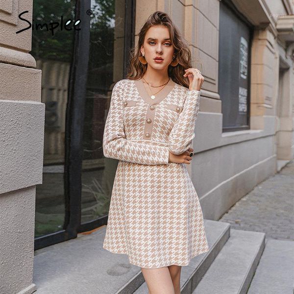 simplee women geometric khaki dress women casual houndstooth lady sweater dresses female autumn winter retro long dress 20201, Black;gray
simplee women geometric khaki dress women casual houndstooth lady sweater dresses female autumn winter retro long dress 20201, Black;gray