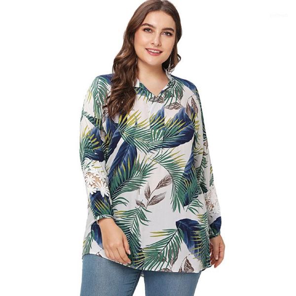 women fashion standing collar long sleeve tropical leaf floral print blouse ladies casual plus size stitching lace sleeve holl1, White
women fashion standing collar long sleeve tropical leaf floral print blouse ladies casual plus size stitching lace sleeve holl1, White
