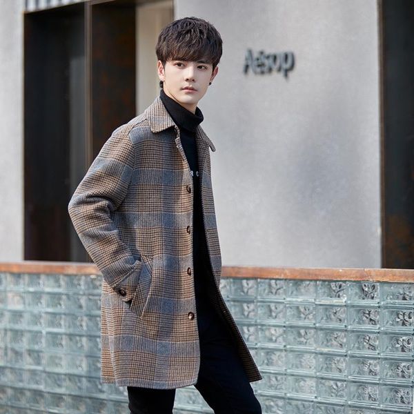 men's wool & blends winter grid in long woolen cloth coat personality youth warm double jacket male, Black
men's wool & blends winter grid in long woolen cloth coat personality youth warm double jacket male, Black