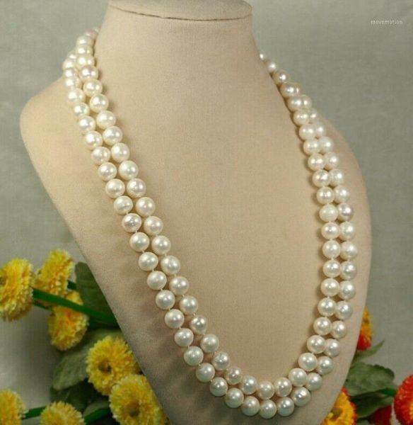single 9-10mm natural freshwater cultured white round genuine pearl necklace 50"1, Silver
single 9-10mm natural freshwater cultured white round genuine pearl necklace 50"1, Silver