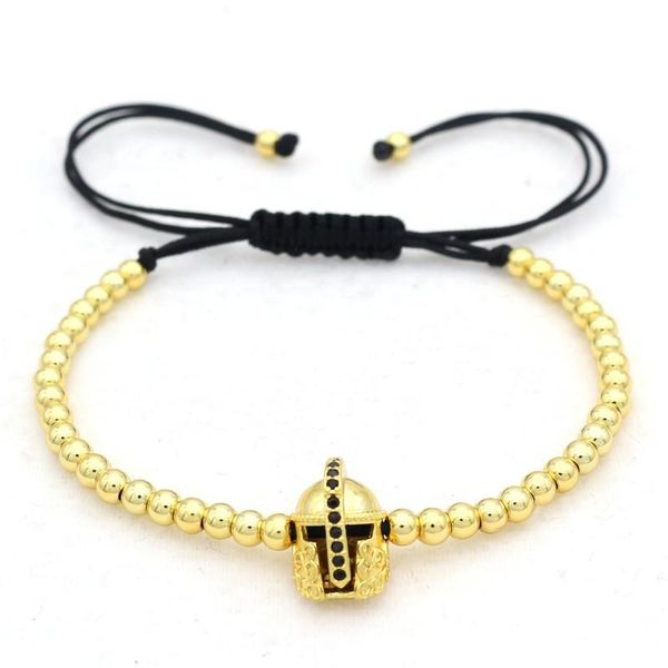 New Spartan Warrior Helmet Men Bracelets Charm Jewelry Fashion 4mm Circular Copper Beads Bracelet For Men Pulseira Homens, Golden;silver
New Spartan Warrior Helmet Men Bracelets Charm Jewelry Fashion 4mm Circular Copper Beads Bracelet For Men Pulseira Homens, Golden;silver
