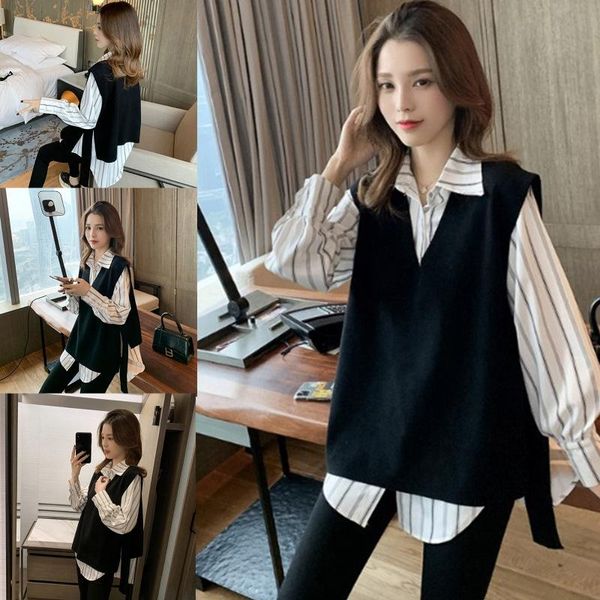 women casual two piece set knitting vest long sleeve blouse jumper pullover loose tunic, Gray
women casual two piece set knitting vest long sleeve blouse jumper pullover loose tunic, Gray