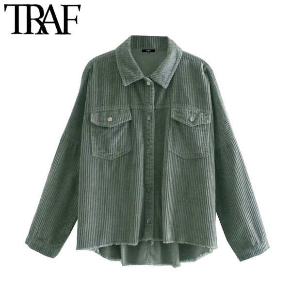 traf women fashion pockets oversized corduroy jacket coat vintage long sleeve frayed tassel female outerwear chic 201029, Black;brown
traf women fashion pockets oversized corduroy jacket coat vintage long sleeve frayed tassel female outerwear chic 201029, Black;brown
