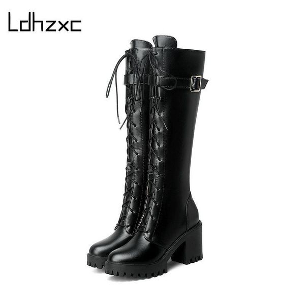 boots ldhzxc autumn lacing knee high women fashion white square heel woman shoes winter pu leather large size 43, Black
boots ldhzxc autumn lacing knee high women fashion white square heel woman shoes winter pu leather large size 43, Black