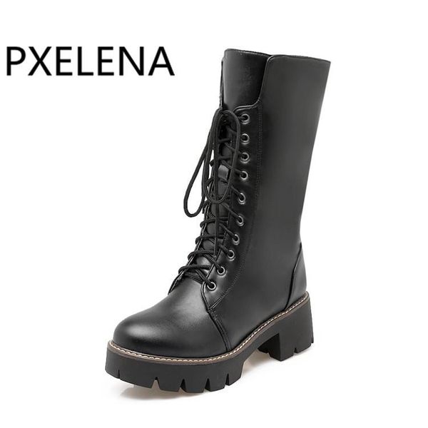 pxelena vintage punk rock gothic mid calf boots women lace up round toe square med heels riding knight boots 2020 winter, Black
pxelena vintage punk rock gothic mid calf boots women lace up round toe square med heels riding knight boots 2020 winter, Black
