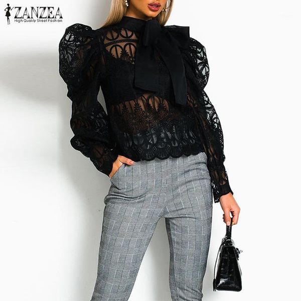 s 3xl 2020 summer lace embroidered blouse solid see-throught shirt zanzea fashion women bow tie puff sleeve tunic plus1, White
s 3xl 2020 summer lace embroidered blouse solid see-throught shirt zanzea fashion women bow tie puff sleeve tunic plus1, White