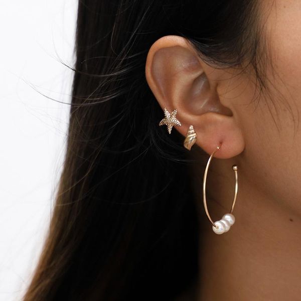 6 pcs/set women beach earring retro gold conch starfish pearl circle stud earrings set bohemian fashion jewelry accessories, Golden;silver
6 pcs/set women beach earring retro gold conch starfish pearl circle stud earrings set bohemian fashion jewelry accessories, Golden;silver