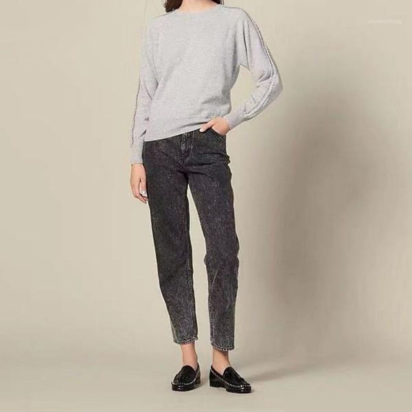 women lace grey knitted sweater solid color long sleeve patchwork female pullovers1, White;black
women lace grey knitted sweater solid color long sleeve patchwork female pullovers1, White;black