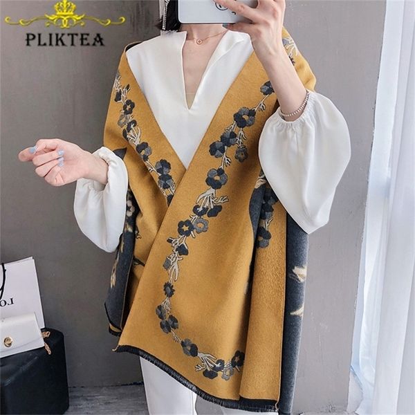 new flower print yellow women's scarf shawl floral poncho female winter blanket scarves faux cashmere stole pink wool wrap y201007, Blue;gray
new flower print yellow women's scarf shawl floral poncho female winter blanket scarves faux cashmere stole pink wool wrap y201007, Blue;gray