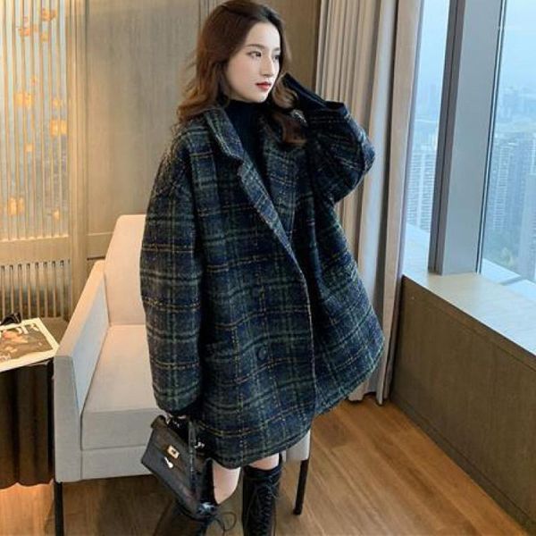 women's suit jacket autumn winter wool jackets 2020 new spring plaid tweed mid-length woolen coat m6951, Black
women's suit jacket autumn winter wool jackets 2020 new spring plaid tweed mid-length woolen coat m6951, Black