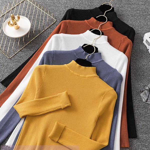 autumn long sleeve women sweater knitted turtleneck pullovers winter elasticity multicolor solid slim streetwear female 2020, White;black
autumn long sleeve women sweater knitted turtleneck pullovers winter elasticity multicolor solid slim streetwear female 2020, White;black