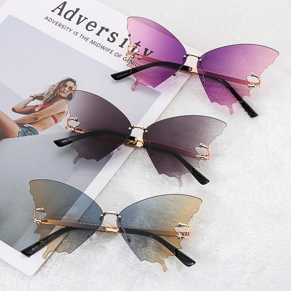 sunglasses fashion butterfly for women uv protection vintage metal rimless retro sun glasses, White;black
sunglasses fashion butterfly for women uv protection vintage metal rimless retro sun glasses, White;black