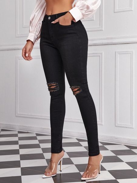 ripped high stretch jeggings u5sr#, Blue