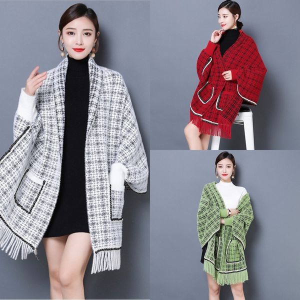 l37we imitation mink velvet fashion autumn cloak winter new coat plaid scarf shawl scarf and knitted tassel cloak loose cardigan coat 5sgkh, White;black
l37we imitation mink velvet fashion autumn cloak winter new coat plaid scarf shawl scarf and knitted tassel cloak loose cardigan coat 5sgkh, White;black