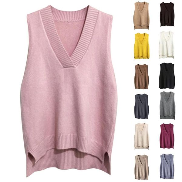 women's sweaters v neck 2021 women split vest sweater dress sleeveless autumn winter loose casual knitted jumper oversized pullover, White;black
women's sweaters v neck 2021 women split vest sweater dress sleeveless autumn winter loose casual knitted jumper oversized pullover, White;black
