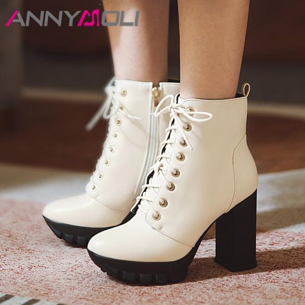 annymoli extreme high heel ankle boots woman boots zip block heel shoes platform lace up ladies short beige black size 43
annymoli extreme high heel ankle boots woman boots zip block heel shoes platform lace up ladies short beige black size 43