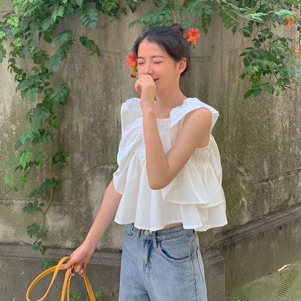 summer korean loose sweet square collar sleeveless pleated ruffled short shirts women blouses blusa fashion streetwear 2021, White
summer korean loose sweet square collar sleeveless pleated ruffled short shirts women blouses blusa fashion streetwear 2021, White
