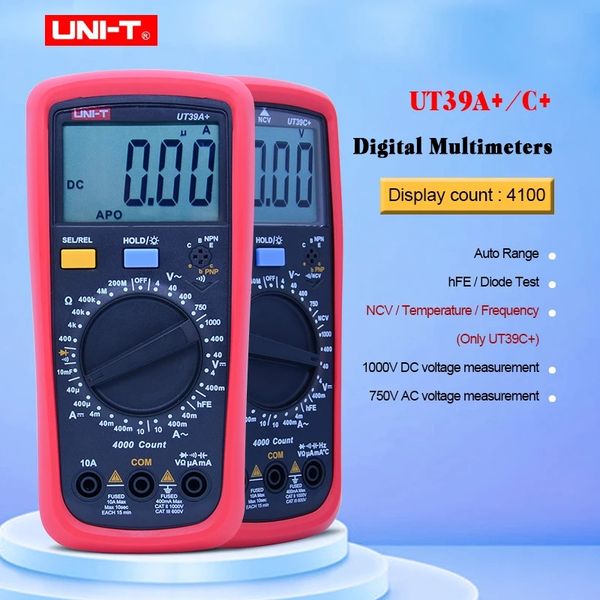 uni-t digital multimeter ut39a+ ut39c+ ac/dc voltage current resistance capacitance frequency temperature measurement
uni-t digital multimeter ut39a+ ut39c+ ac/dc voltage current resistance capacitance frequency temperature measurement