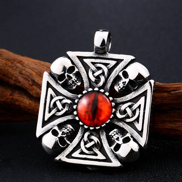 cross skull with claw evil red eye necklace pendant for men 316 stainless steel viking jewelry punk style, Silver
cross skull with claw evil red eye necklace pendant for men 316 stainless steel viking jewelry punk style, Silver