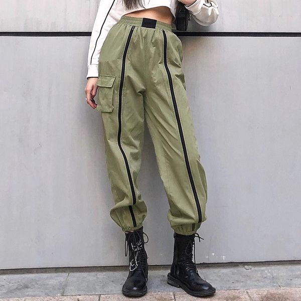aonibeier women trousers spring autumn fashion zipper patchwork elastic high waist pants pocket side ladies casual cargo pants, Black;white
aonibeier women trousers spring autumn fashion zipper patchwork elastic high waist pants pocket side ladies casual cargo pants, Black;white