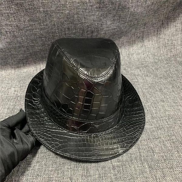 Authentic Real True Crocodile Belly Skin Gentleman Porkpie Bowler Hat Boater Flat Exotic Genuine Alligator Leather Male Jazz Cap, Blue;gray
Authentic Real True Crocodile Belly Skin Gentleman Porkpie Bowler Hat Boater Flat Exotic Genuine Alligator Leather Male Jazz Cap, Blue;gray