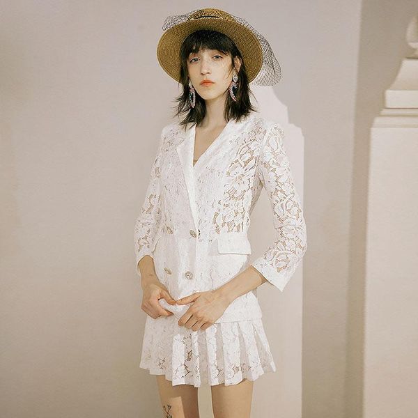 skirt suits women two piece sets blazer suit jacket mini skirt elegant lace designer runway uniform, White
skirt suits women two piece sets blazer suit jacket mini skirt elegant lace designer runway uniform, White