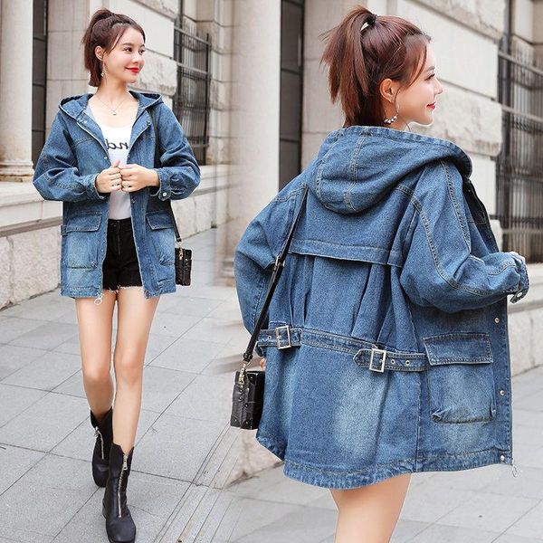 women's jackets vintage denim jacket women 2021 spring and autumn korean coat casual hooded large size long sleeve jeans woman f2622, Black;brown
women's jackets vintage denim jacket women 2021 spring and autumn korean coat casual hooded large size long sleeve jeans woman f2622, Black;brown