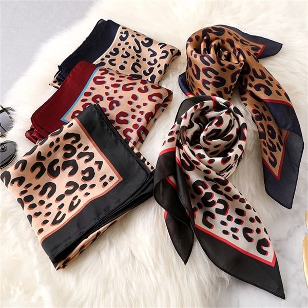 women's leopard print square scarf large silky scarfs for hair fashion girl neck accessories small kerchief x 70cm y201007, Blue;gray
women's leopard print square scarf large silky scarfs for hair fashion girl neck accessories small kerchief x 70cm y201007, Blue;gray