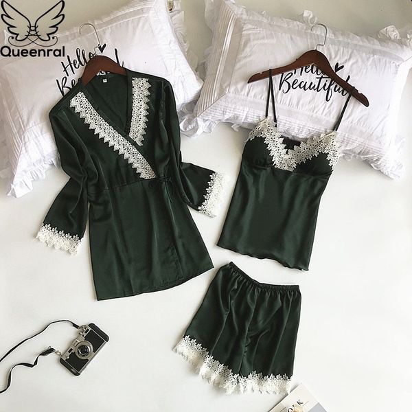 queenral 3pcs women's pajamas sets silk satin pyjama set sleepwear spring home wear nightwear female sleep lounge pijama, Red;black
queenral 3pcs women's pajamas sets silk satin pyjama set sleepwear spring home wear nightwear female sleep lounge pijama, Red;black