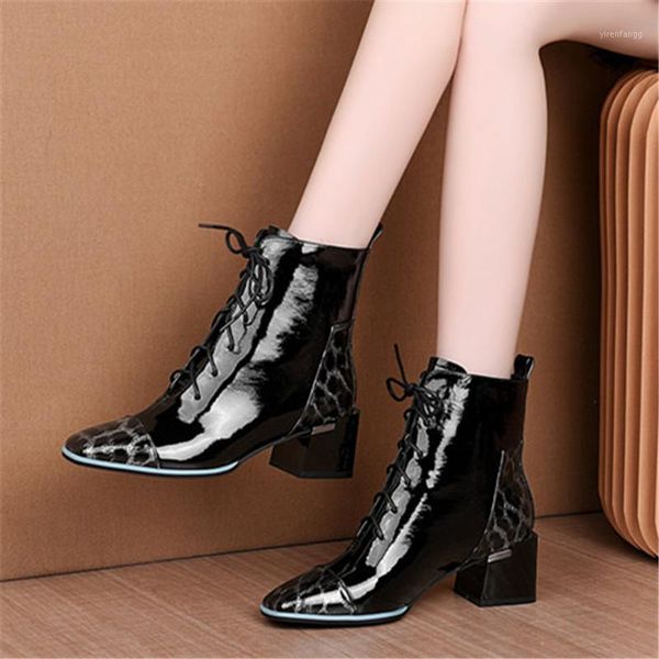 34-42 leopard ankle boots for women big size winter boots women, Black