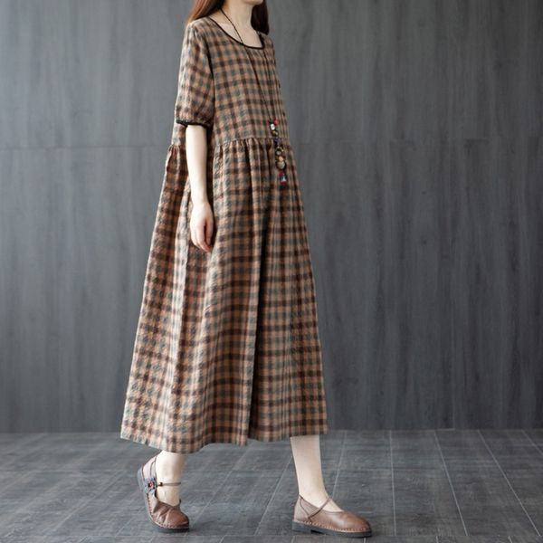 2020 summer new literary loose casual plaid stitching cover dress long skirt dress belly show thin big swing mid long skirt chs5s, Black;gray
2020 summer new literary loose casual plaid stitching cover dress long skirt dress belly show thin big swing mid long skirt chs5s, Black;gray