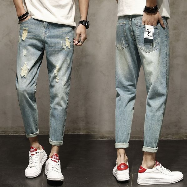 tinqw pants capris men's ripped jeans corset panties jeans 9-point summer 9-fen ku 9 fen ku trendy loose pants 9-point shrink leg harem, Blue
tinqw pants capris men's ripped jeans corset panties jeans 9-point summer 9-fen ku 9 fen ku trendy loose pants 9-point shrink leg harem, Blue