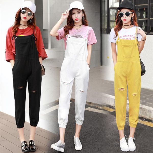 women's jumpsuits & rompers spring autumn women black ripped jeans jumpsuit vintage loose yellow denim overalls casual red suspender, Black;white
women's jumpsuits & rompers spring autumn women black ripped jeans jumpsuit vintage loose yellow denim overalls casual red suspender, Black;white