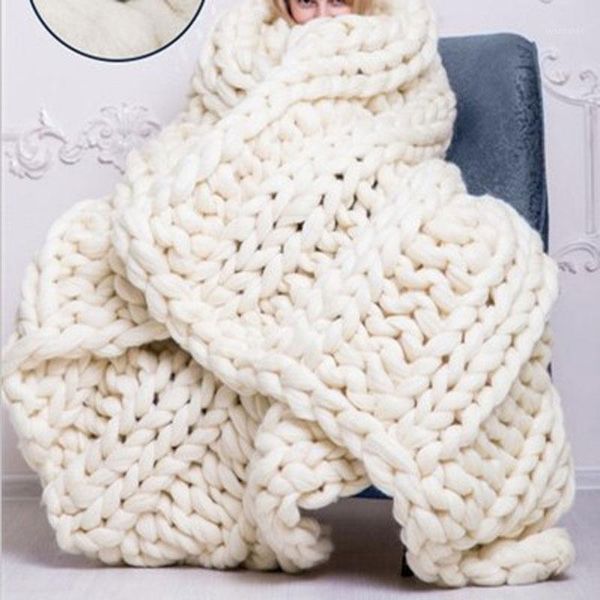 nordic thick woolen hand-woven blanket merino woven twisted blaid blanket for sofa knit throw chunky manta creative gift1
