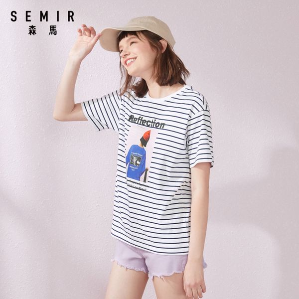 semir 2020 summer new striped short sleeve t-shir female portrait print t shirt cotton stripe tee shirts for woman
semir 2020 summer new striped short sleeve t-shir female portrait print t shirt cotton stripe tee shirts for woman