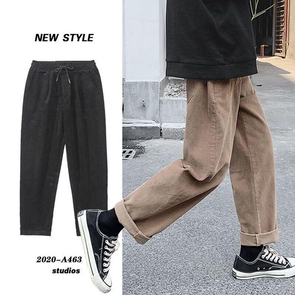 men's pants autumn drawstring corduroy fashion retro casual wide-leg men streetwear loose hip-hop straight mens, Black
men's pants autumn drawstring corduroy fashion retro casual wide-leg men streetwear loose hip-hop straight mens, Black