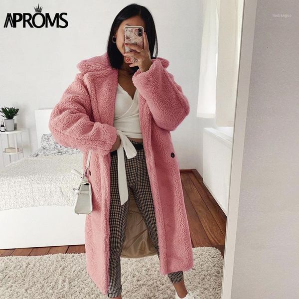 aproms solid color faux fur coat women streetwear pockets button soft long coats ladies autumn winter warm teddy basic overcoat1, Black
aproms solid color faux fur coat women streetwear pockets button soft long coats ladies autumn winter warm teddy basic overcoat1, Black