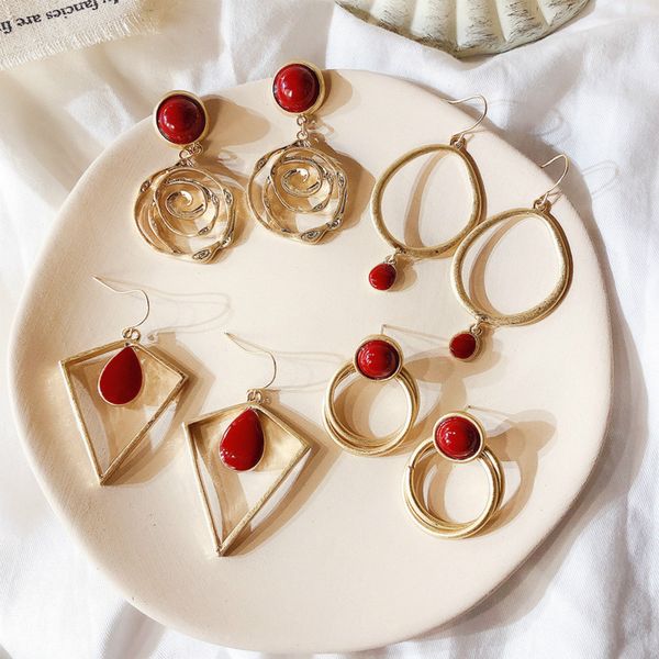 trendy geometric women dangle earrings new year red earrings female flower ring earrings water drop jewelry, Silver
trendy geometric women dangle earrings new year red earrings female flower ring earrings water drop jewelry, Silver