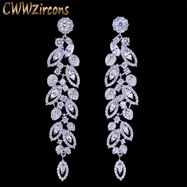 cwwzircons luxury cz bridal jewelry gorgeous cubic zirconia pave long dangle wedding earrings for brides cz396 220210, Silver
cwwzircons luxury cz bridal jewelry gorgeous cubic zirconia pave long dangle wedding earrings for brides cz396 220210, Silver