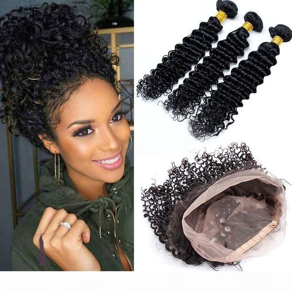deep wave 360 band lace frontal with bundles 8a unprocessed brazilian human hair wefts deep curly with 360 lace band frontal closure, Black
deep wave 360 band lace frontal with bundles 8a unprocessed brazilian human hair wefts deep curly with 360 lace band frontal closure, Black