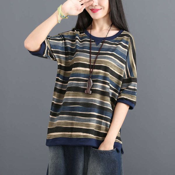 national stripe loose summer style color short women's quarter sleeve t-shirt, Black;gray
national stripe loose summer style color short women's quarter sleeve t-shirt, Black;gray