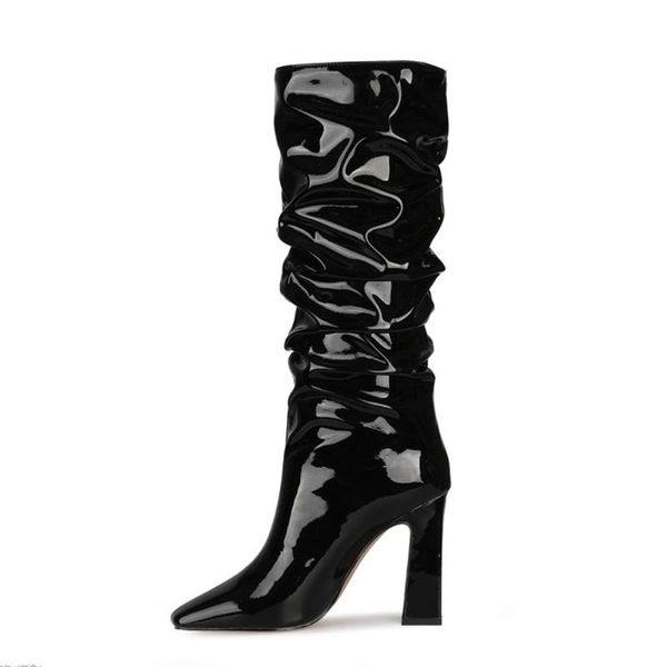 lovirs black patent pleated knee high boots for women fashion square toe winter boots women 9.5cm thick heel ladies
lovirs black patent pleated knee high boots for women fashion square toe winter boots women 9.5cm thick heel ladies
