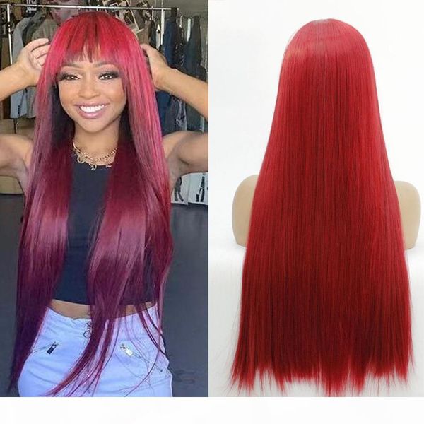 red hair lace front wigs with bangs synthetic hair wig heat resistant fiber synthetic wigs simulate human hair synthetic lace wig for women, Black
red hair lace front wigs with bangs synthetic hair wig heat resistant fiber synthetic wigs simulate human hair synthetic lace wig for women, Black