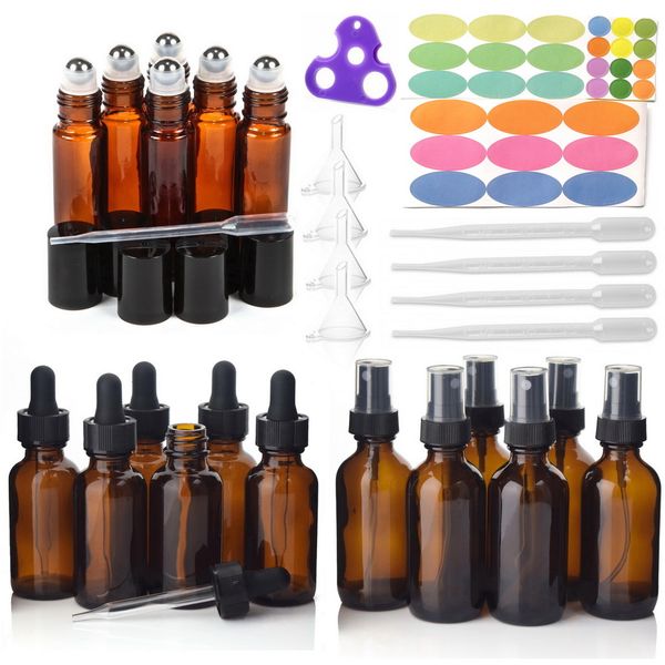 18pcs empty amber glass essential oil bottles with stainless steel roll on roller balls & accessories for essential oils perfume 201012
18pcs empty amber glass essential oil bottles with stainless steel roll on roller balls & accessories for essential oils perfume 201012